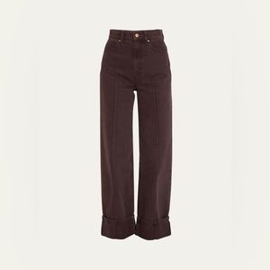 Ulla Johnson Genevieve Wide-Leg Pintuck Jeans